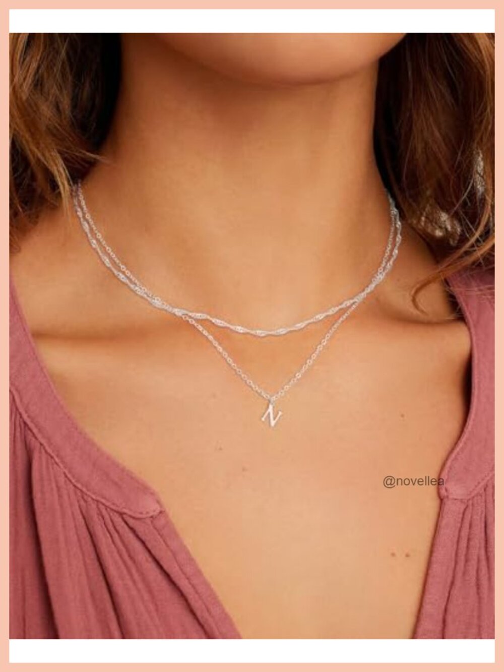 14K Gold Plated Initial Necklace Layered Letter Pendant Dainty Choker Gift - Picture 3 of 6